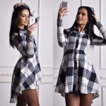 Фото по выкройке отрезного платья-рубашки в клетку