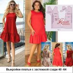 Фото платьев трапеция с застежкой сзади и рисунок выкройки