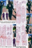 Фото сшитого комбинезона и рисунки лекал по ПДФ выкройке