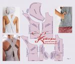 Фото сшитых футболок и рисунок комплекта лекал по выкройке