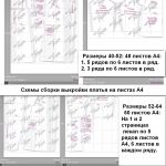 Схема сборки выкройки бохо платья на листах бумаги формата А4