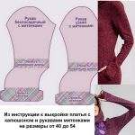 Рисунок двух рукавов с цельнокроеными митенками из выкройки длинного платья с капюшоном